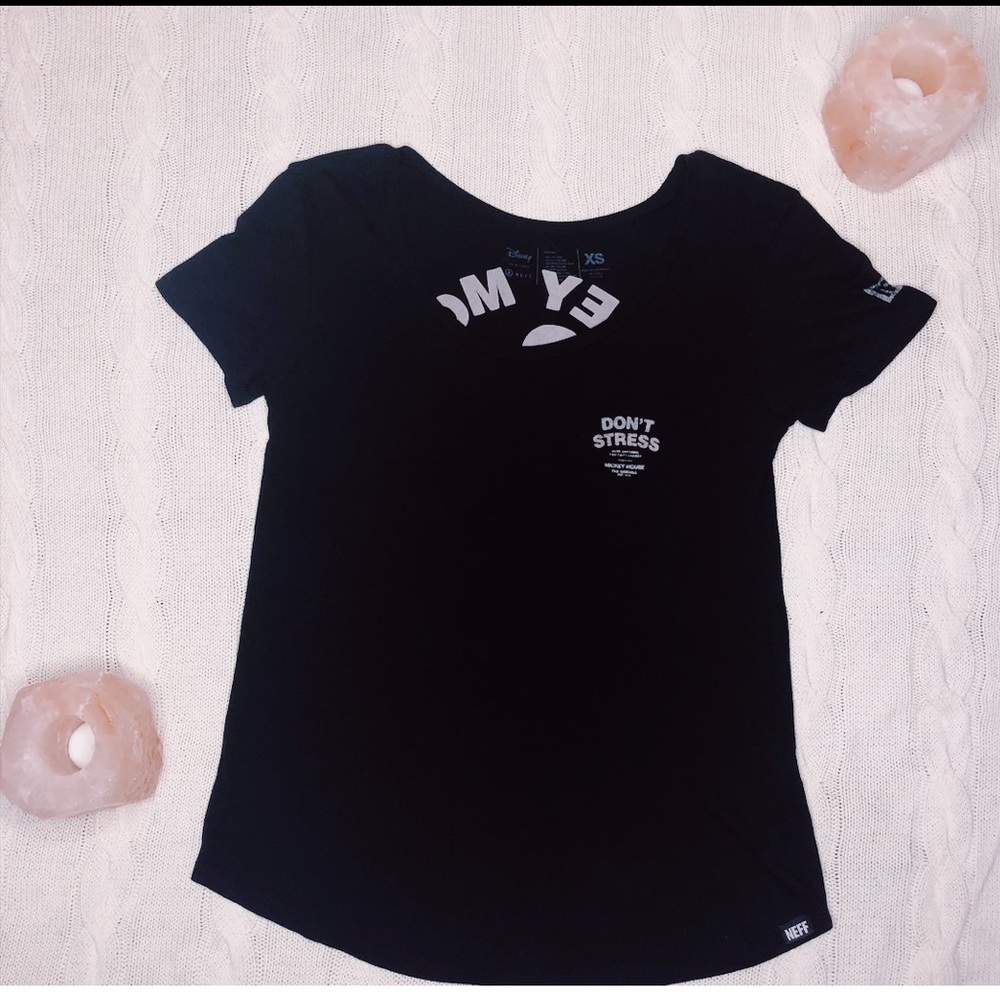 NEFF Black Disney Mickey Mouse Dont Stress T-Shirt